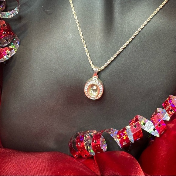 Oval CZ Crystal Pendant Necklace – Dancing Diamond Center Stones - Picture 4 of 11